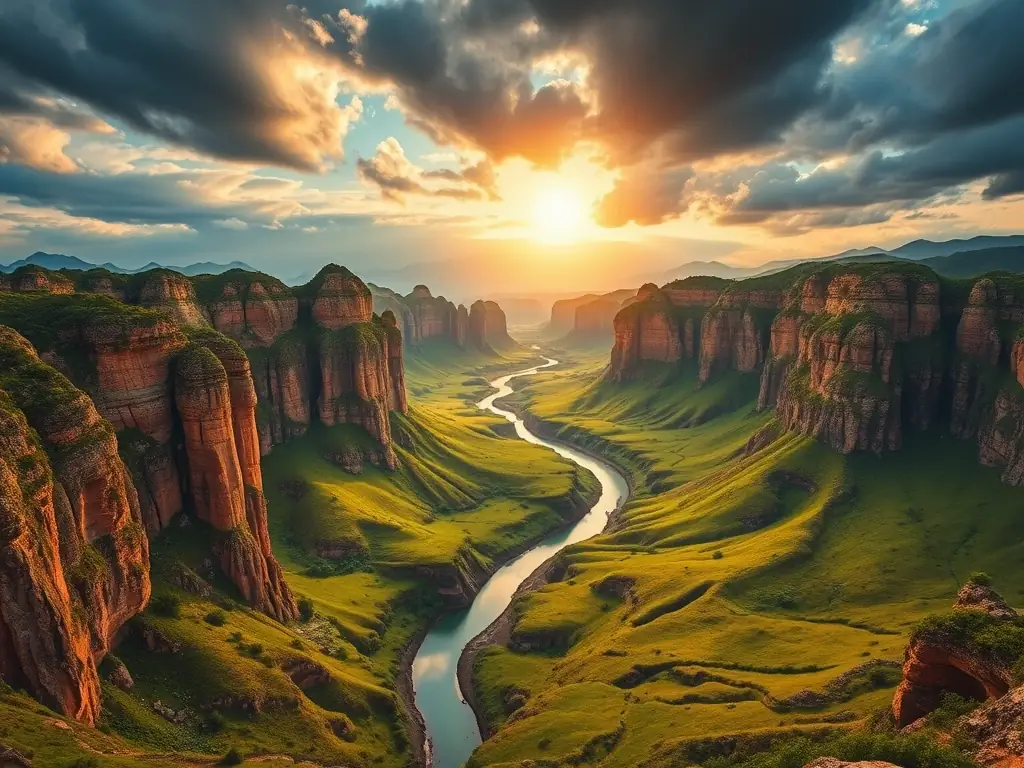 A breathtaking panoramic view of Laoniuwan National Geopark, showcasing its unique geological formations and vibrant landscapes, suitable for a blog post about the park.